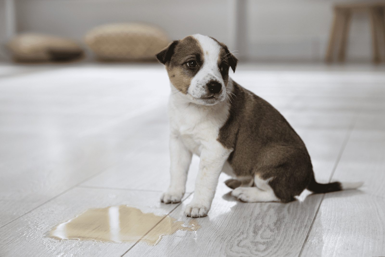 el adorable perro defecó en el suelo