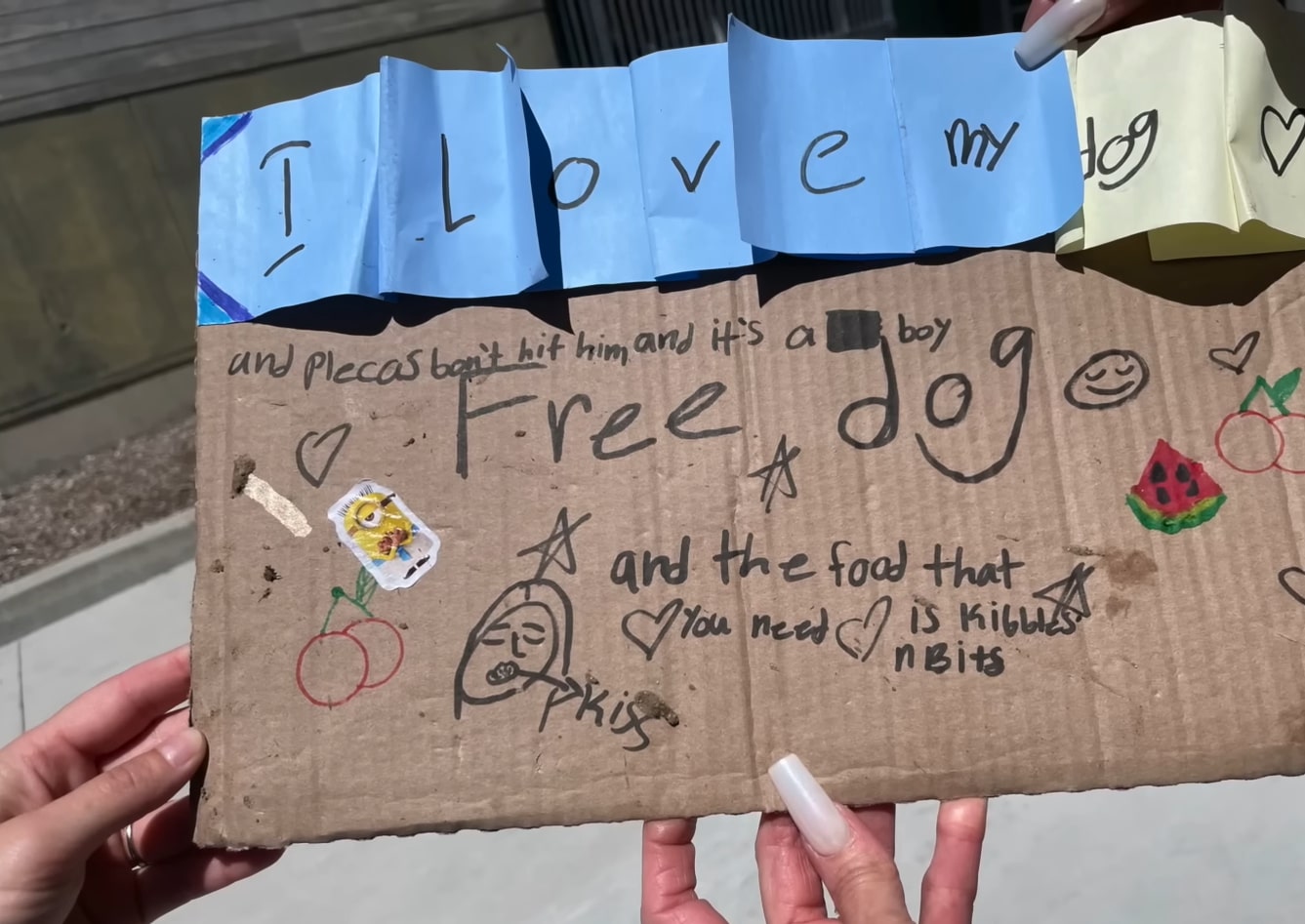 foto de una nota dejada con el perro