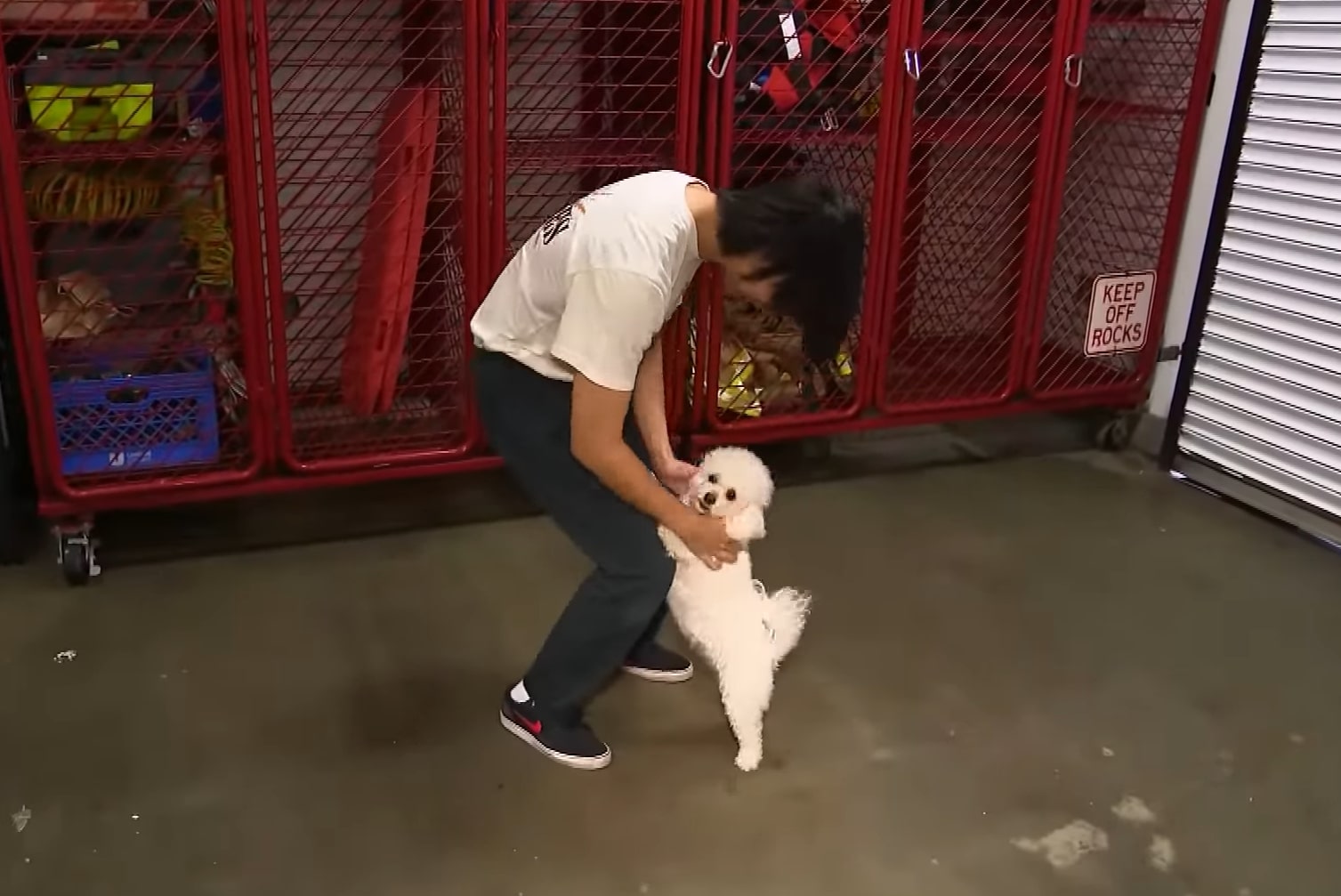 mujer bailando con un perrito